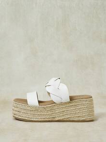 Styleloop Ladies Straw Bottom Beige Woven Belt Ladies Platform Sandals Boho Style Is Suitable For Going Out On Vacation Daily Dating Beach Seaside Travel Ca - White 6 - View 2