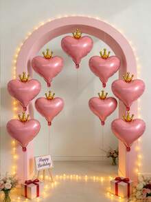 Crown‑Heart Foil Balloon Set, A Preferred Decorative Item For Birthday Banquets, Themed Parties, Arch Scene Arrangements And Family Gatherings. - Pink Crown - View 6