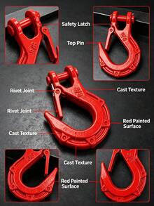 Red Forged Steel Clevis Slip Hook With Safety Latch, Heavy‑Duty Lifting Towing Hook For Off‑Road Vehicle Recovery, Hoist Rigging Use - multicolor - View 4
