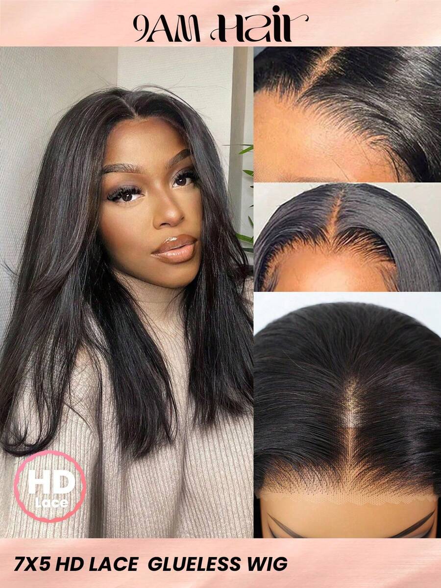 TrueHD 9am Hair Store 无胶假发 可穿戴 高清蕾丝闭合假发 直发波波头 6 X 4 180% 密度 8-16 英寸波波头 18-30 英寸长发 150% 密度 10-14 英寸波波头 真人发假发 自然色假发 蕾丝闭合假发 预拔融化发际线 丝滑睫毛 适合初学者 - SNatural - 查看 1