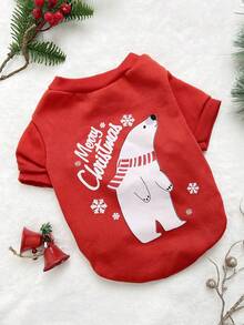 PETSIN 1 Pc Pet Christmas Arctic Bear Letter Print Red Sweatshirt - Multicolor - View 3