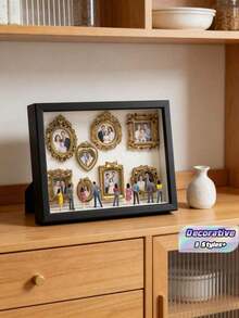 1 Set Diy Mini Museum Silhouette 3d Photo Frame Kit, Includes Gold Resin Mini Frame Set, Celebrate Precious Memories In A Unique Way, Personalized And Distinctive Commemorative Photo Frame Decor - Multicolor - View 1