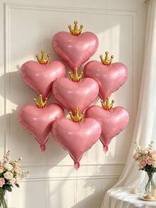 Crown‑Heart Foil Balloon Set, A Preferred Decorative Item For Birthday Banquets, Themed Parties, Arch Scene Arrangements And Family Gatherings. - Pink Crown - View 5