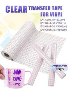 Various Specifications Standard Viscosity Transparent Medium Adhesion Vinyl Transfer Tape, Vinyl Transfer Paper With Alignment Grid, Transparent Transfer Tape, Cup Sticker Making, Window Printing Transfer Film, Pet Self-Adhesive Transparent Transfer - multicolor - View 1