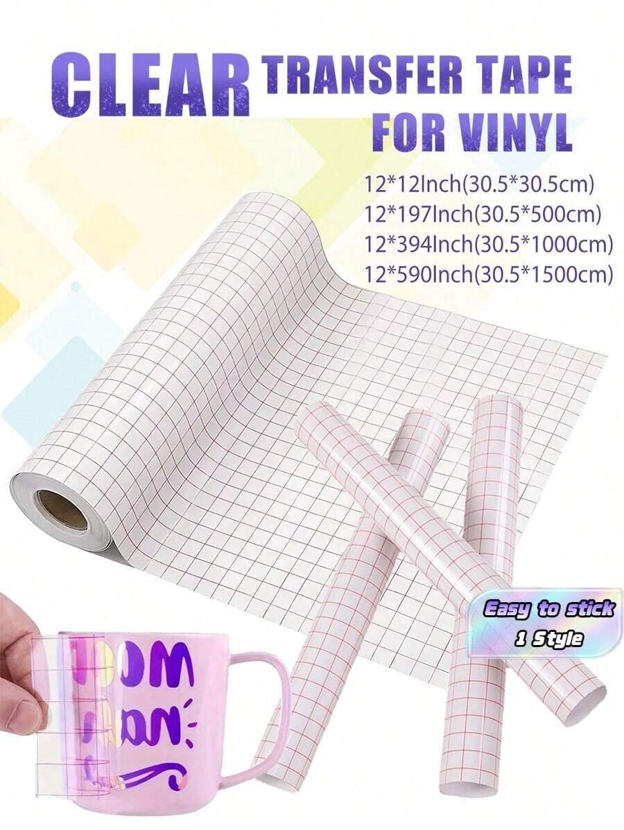 Various Specifications Standard Viscosity Transparent Medium Adhesion Vinyl Transfer Tape, Vinyl Transfer Paper With Alignment Grid, Transparent Transfer Tape, Cup Sticker Making, Window Printing Transfer Film, Pet Self-Adhesive Transparent Transfer - multicolor - View 1