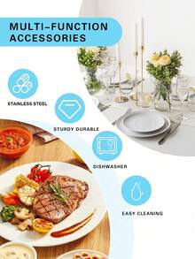 4/16/24pcs Stainless Steel Black 1010 Steak Knife, Fork, Spoon Cutlery Set, For Hotel, Restaurant, Home Dining - Silver - View 6