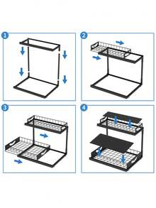 1/2PCS Double Layer Adjustable Kitchen Seasoning Storage Rack, Double-Layer Pull-Out Countertop, Oil, Salt, Sauce, Vinegar Storage Rack, Cling Film Cutting Tools, Multifunctional Seasoning Rack - Multicolor - View 8