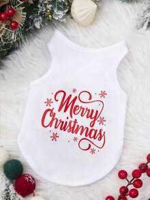 PETSIN 1 Snowflake Pattern And Letter Printed Pet Vest, Christmas Themed Casual Style, Warm, Breathable And Comfortable Pet Clothing - Multicolor - View 6