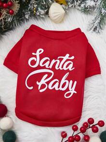 PETSIN 1 Pc Christmas Letter Printed Pet Red Christmas Breathable Pet Clothing - Multicolor - View 4