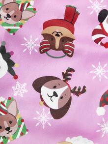 PETSIN 1pc Christmas Clown Dog Snowflake Letter Printed Tank Top Pink Christmas Skin Friendly Breathable Pet Clothes - Multicolor - View 9
