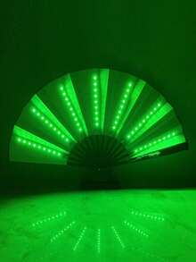 1pc Neon Light Up Folding Fan, Colorful Rave Dance Flashing Party Favor, Portable Club/Bar Atmosphere Decoration Prop (No CR2032 Battery Included) - Multicolor - View 14