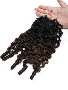 Boho Braids Brumese Curly 60g 50 Strands Human Crochet Hair For Women 14-22 Inch Burmese Curly Bundles 100% Remy Human Hair Pre-Separated Invisible Miracle Knots Feather Crochet Human Hair Boho Extensions Ombre Color T1B/4# - S1B/4 - View 7