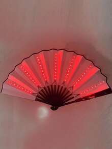 1pc Neon Light Up Folding Fan, Colorful Rave Dance Flashing Party Favor, Portable Club/Bar Atmosphere Decoration Prop (No CR2032 Battery Included) - Multicolor - View 12