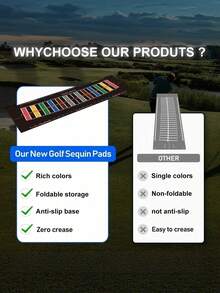 1Pc Golf Putting Practice Mat, Curved Design Putting Trainer With Alignment Track, Foldable Easy‑Storage Indoor & Outdoor Training Aid With Alignment Guide For Home & Office, Improve Accuracy & Consistency For All Skill Levels - color - View 3
