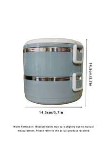 1/2/3/4pcs Round Stainless Steel Inner Liner And Abs Handle Premium Solid Color Lunch Box With Lid, Multi-Layer Compartments, Multi-Functional, High Temperature Resistant, Strong Sealing, Heat Retention, With Handle And Air Vent, Made Of Materials - Baby Blue - View 8