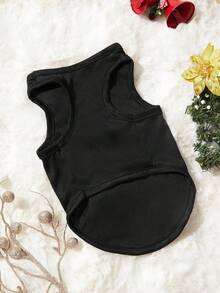 PETSIN 1pc Snowflake Printed Black Pet Vest,Warm, Breathable, And Soft Pet Clothing - Multicolor - View 7
