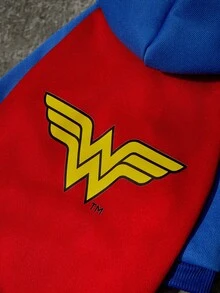WONDER WOMAN X PETSIN 1pc Yellow W Printed Pet Hoodie, Sports Breathable, Soft And Comfortable Pet Clothing To Prevent Hair Loss - Multicolor - View 4