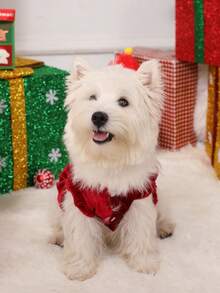 PETSIN 1 Piece Of Christmas Suspender Dress With Red Bow, Cute Pet Clothes, Soft And Comfortable Skirt - Multicolor - View 8