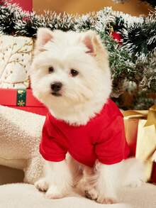 PETSIN 1 Pc Cute Santa Claus Pattern Fleece Dog Sweatshirt, Red - Multicolor - View 7