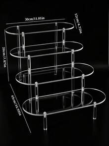 1pc,1/2/3/4 Tier,Round Corner Transparent Acrylic Tiered Figurine Display Shelf, Transparent Acrylic Multi-Tier Figurine & Cosmetics Small Decor Display Stand - Clear - View 6