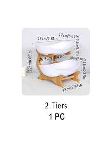 1 White 3-Layer Fruit Tray With Wooden Frame, Kitchen Vegetable And Fruit Basket, Refrigerator Ice Tray - White - View 12