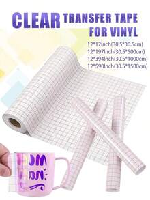 Various Specifications Standard Viscosity Transparent Medium Adhesion Vinyl Transfer Tape, Vinyl Transfer Paper With Alignment Grid, Transparent Transfer Tape, Cup Sticker Making, Window Printing Transfer Film, Pet Self-Adhesive Transparent Transfer - multicolor - View 12