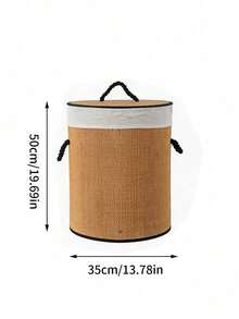 1Pc Large Capacity Foldable Bamboo Laundry Hamper With Lid & Handles,Hand-Woven Storage Basket, Bamboo Woven With Lid, For Miscellaneous Items, Toys, Dirty Clothes, Portable Laundry Hamper - Bamboo primary color - View 10