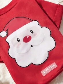 PETSIN 1 Pc Cute Santa Claus Pattern Fleece Dog Sweatshirt, Red - Multicolor - View 10