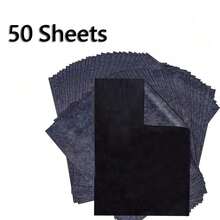 1Set/50 Sheets A4 Carbon Transfer Paper - Black Graphite Transfer Paper - For Drawing On Canvas, Board, Canvas, Fabric - Reusable Art Surface Copy Paper Back To School - Black - View 10