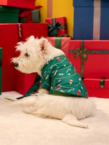 PETSIN 1 Buah Sweater Hijau Hewan Peliharaan Kucing & Anjing Motif Pohon Natal, Tanpa Topi - MultiWarna - View 8
