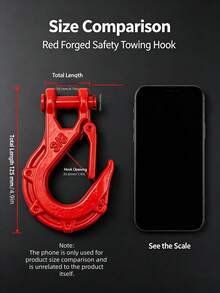 Red Forged Steel Clevis Slip Hook With Safety Latch, Heavy‑Duty Lifting Towing Hook For Off‑Road Vehicle Recovery, Hoist Rigging Use - multicolor - View 2