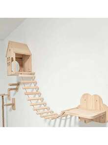 1 Piece Cat Climbing Ladder, Rough Fiber, For Play And Climbing, 50 Cm/100 Cm Length, Natural Pine Wood, Strong And Durable, Maximum Load 12 Kg (26 Lbs) - Apricot - View 4