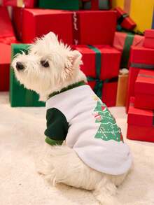 PETSIN 1 Piece Of Green Christmas Tree, Five Pointed Star, Red Christmas Socks, Gingerbread Man Pattern Print, Soft And Comfortable, Warm Pet Clothes - Multicolor - View 10
