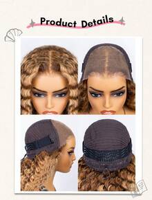 ALL READY WIG 9AM Hair Wear & Go 蜂蜜金挑染大波浪人髮假髮 7x5 透明蕾絲封口 無膠黏貼 預剪自然髮際線 可調節帽頂 初學者友善 180% 密度 18-28 英吋 - S4/27 - 查看 4