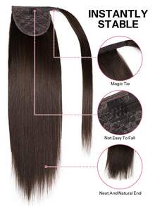 Pony Tails Real Hair Extension Straight Ponytail Extension Human Hair Invisible Wrap Around Ponytail Human Hair For Women Daily Work - S2 - View 4