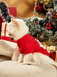 PETSIN 1 Pc Cute Santa Claus Pattern Fleece Dog Sweatshirt, Red - Multicolor - View 6