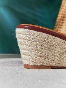 VACAZURE New Women's Small Thong Wedge Coffee Color, Slide-In Comfort Square Toe Spring Summer Chic Holiday Shoes Summer Shoes - Coffee Brown - View 7