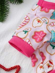PETSIN 1pc Pink Cute Printed Christmas Pet Sweatshirt Without Hat, Suitable For Both Cats And Dogs - Multicolor - View 11