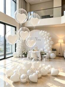 Minimalist Ins‑Style Heart Bobo Balloon Set, Perfect For Birthday Banquets, Marriage Proposals, Engagement Parties, Anniversaries, Wedding Scenes & Various Event Decorations - Bobo ball love white - View 2