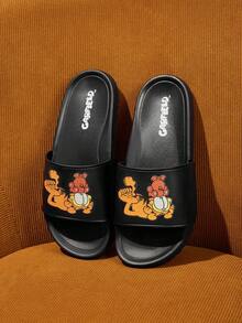 GARFIELD | SHEIN Ladies Slippers Girly Style, Cute Cartoon Slippers - Black Cat - View 3