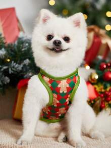 PETSIN 1pc Christmas Digital Printed Pet Vest, Christmas Gingerbread Printed, Skin Friendly, Breathable Pet Clothing - Multicolor - View 6