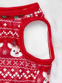 PETSIN 1pc Christmas Gingerbread Man Elk Head Plush Pet Vest Christmas Autumn Winter Thick Warm Pet Clothes - Multicolor - View 7