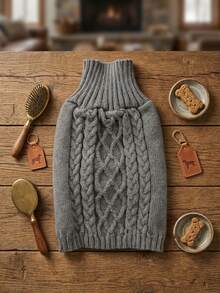 PETSIN 1 Piece Of Grey Minimalist Pet Sweater, Thickened For Warmth, Shed Fur, Pet Clothing - Multicolor - View 7