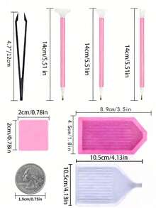 18pcs/20pcs Artificial Diamond Painting Kit, Diy 5d Diamond Painting Accessories Cross Stitch Kit, Including Diamond Point Pen, Tweezers, Glue & Plastic Tray, Suitable For Adult Diy Crafts Christmas For Holiday Gift Giving - pink - View 8