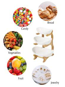 1 White 3-Layer Fruit Tray With Wooden Frame, Kitchen Vegetable And Fruit Basket, Refrigerator Ice Tray - White - View 6