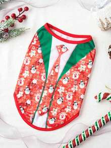 PETSIN 1pc Pet Christmas Suit Style Festive Costume Lightweight And Breathable Vest - Multicolor - View 4