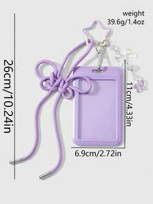 ROMWE Kawaii 1 Unique, Fashionable And Simple Purple Handmade Braided Rope Chinese Knot Acrylic Bow Polka Dot Printing Card Cover DIY Keychain Bag Pendant - Purple - View 15