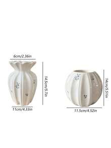 Nordic Retro Floral Ceramic Vase, Ins Style High-Gloss Ruffled Edge Flower Vase, Tabletop Flower Arranging Ornament For Living Room Home Decoration - vase - View 3