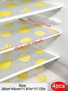 4pcs Waterproof Refrigerator Mats - Moisture-Proof, Anti-Slip, Washable And Reusable. Made Of EVA Material With A Novel Lemon Pattern. Suitable For Refrigerator And Kitchen Decor, Door Mats, Personalized Gifts, Kitchen Essentials - Color 1 - View 8