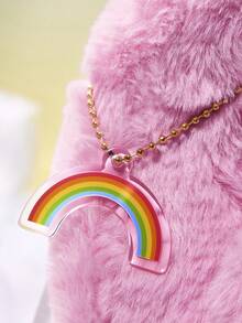 SHEIN X Care Bears Cute 3D Ear Embroidered Plush Bear Handbag, Soft Texture, Spacious, Ideal For Daily Commuting And Casual Outings - Pink - View 7